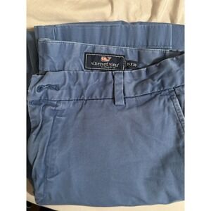 Vineyard Vines Slim Fit Breaker Pants Mens Light Blue Flat Front Cotton Sz 35x30